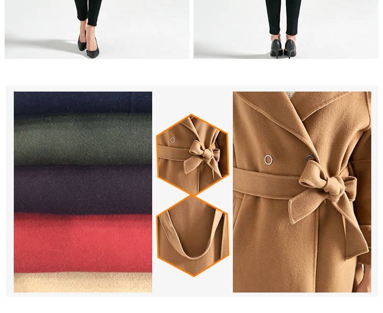 Slim Fit Women's Casual Winter Coats , Camel Wool Jacket For Ladies