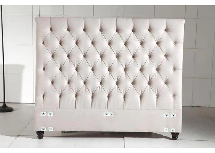 Hotel Home Linen Fabric Headboard , Cream Fabric Headboard With Button