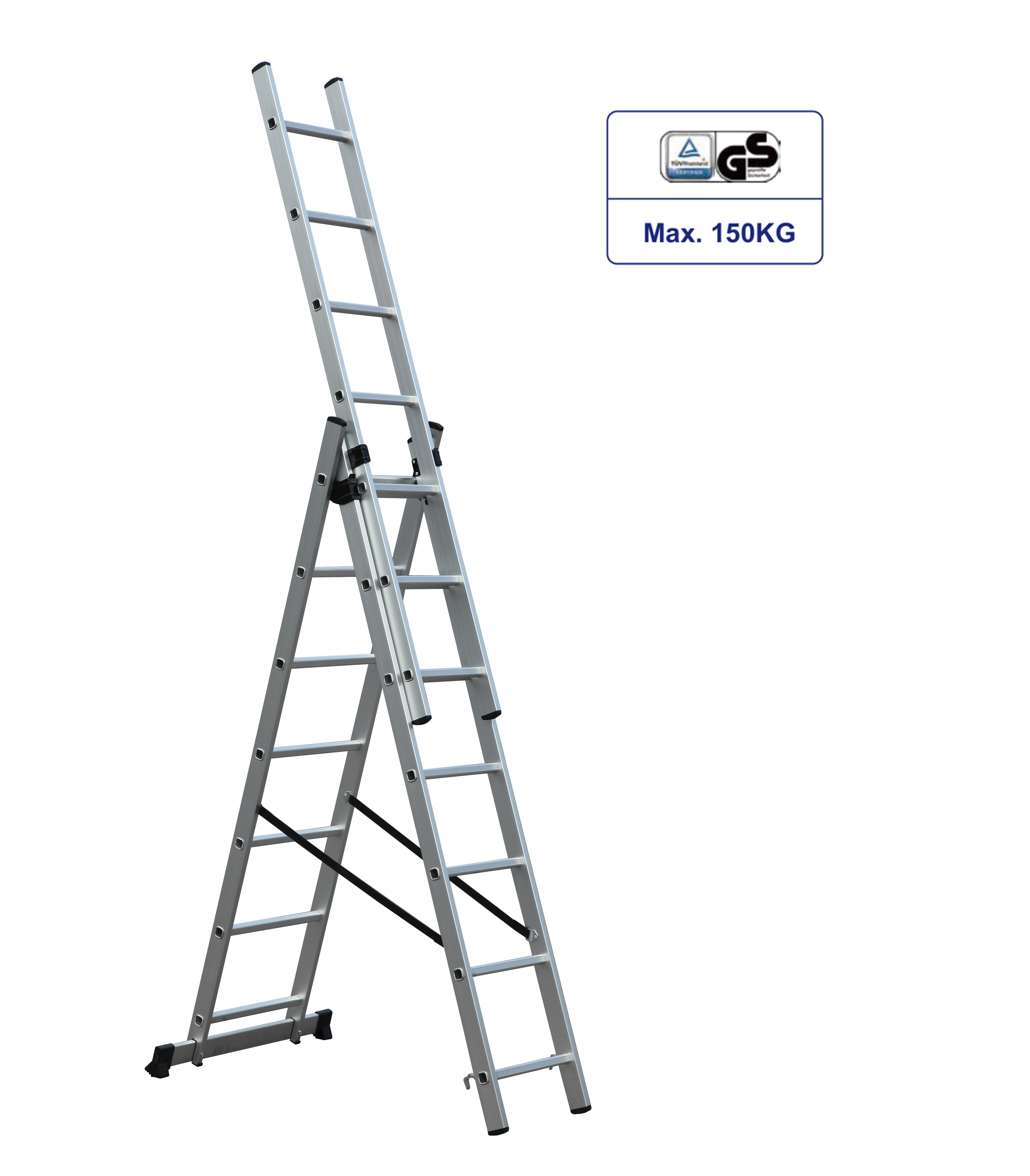 Portable 3x7 Aluminum Extension Ladder With Anti Slip Rungs Stable Performance