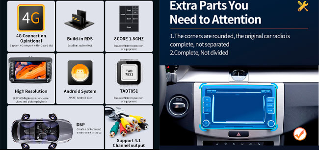 7-Inch 2 DIN Android 13 Car Radio Stereo For Volkswagen Skoda Octavia Golf With CarPlay