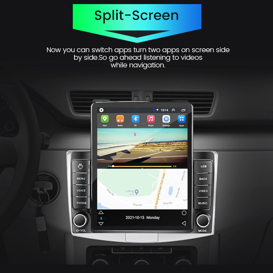Uniersal Car Model 9.7 inch 2 din Double Din Android 12 Car DVD Player with GPS and Bluetooth