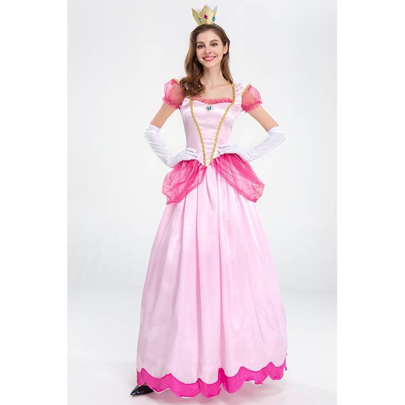 PERFORMANCE Cosplay Costume Halloween Rave Party Mario Princess Toadstool Peach Game