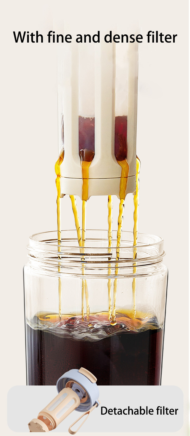 Summer New Design 330ml 480ml Plastic Multifunctional Portable Cold Brew Iced Coffee Maker Cup With Mesh Filter