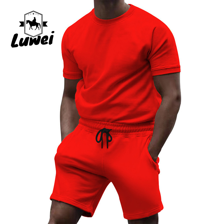 Cotton Jogging Men Sportswear Set Gym Tracksuit Drawstring 2 Piece Track Suit