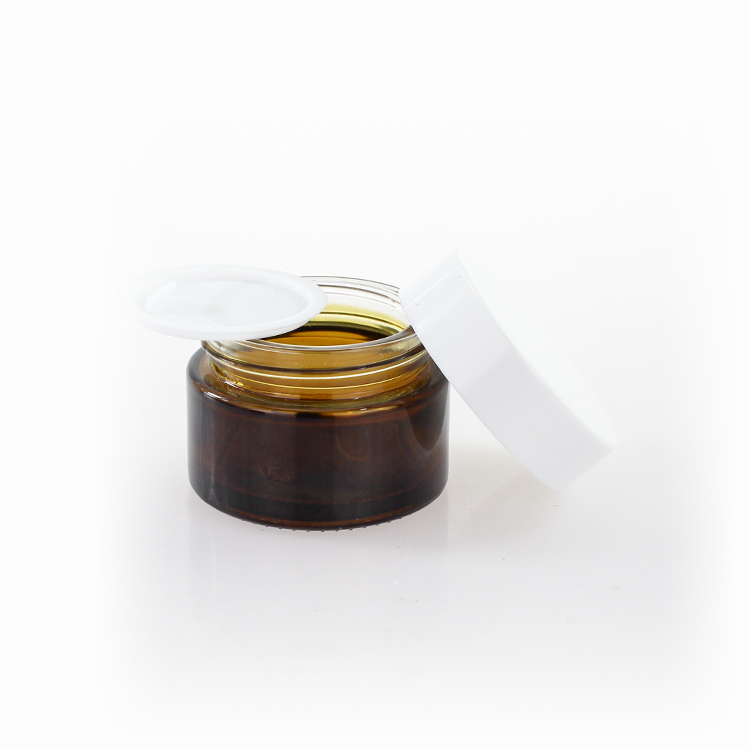 Round Amber Glass Skincare Packaging Customized 20ml 30ml 50ml 80ml 100ml
