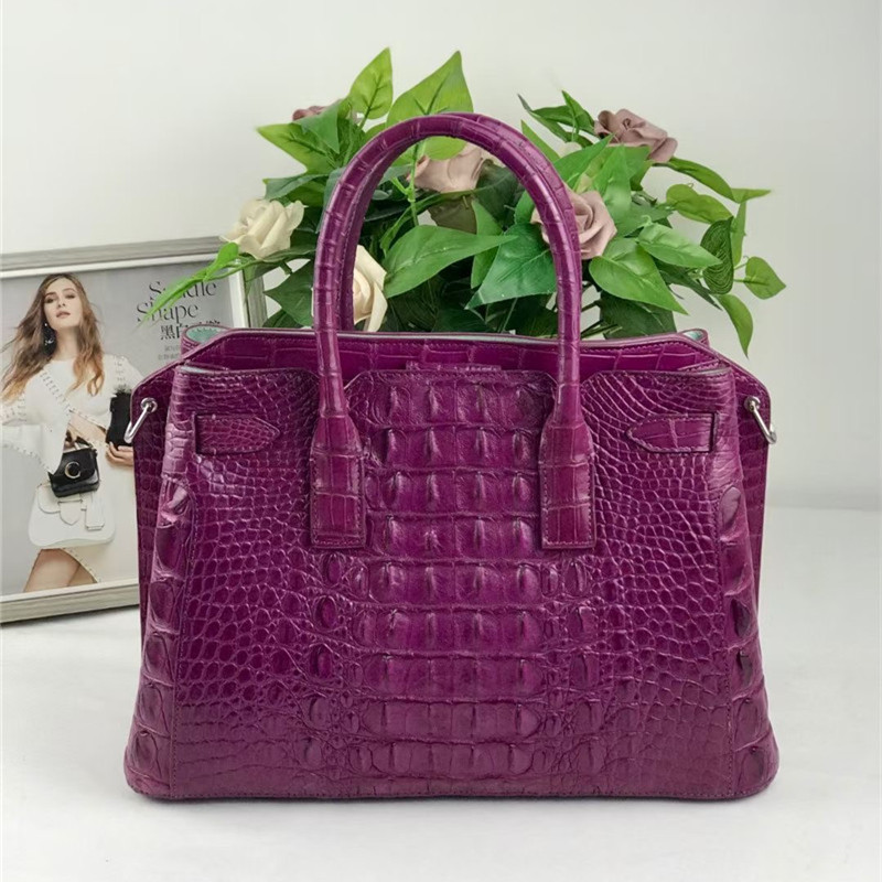 Authentic Crocodile Leather Women Top-handle Handbag Female Large Shoulder Bag Genuine Alligator Skin OL Lady Work Purse