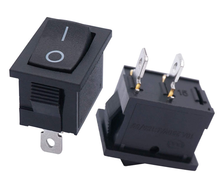 AC 6A/250V 10A/125V Black 2 Pin Position Snap in ON OFF Electrical Boat Rocker Switch