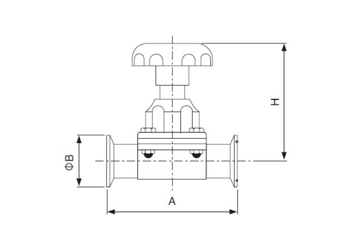 Dimension of Sanitary Tri-Clamp Diaphragm Valve – 3A Series