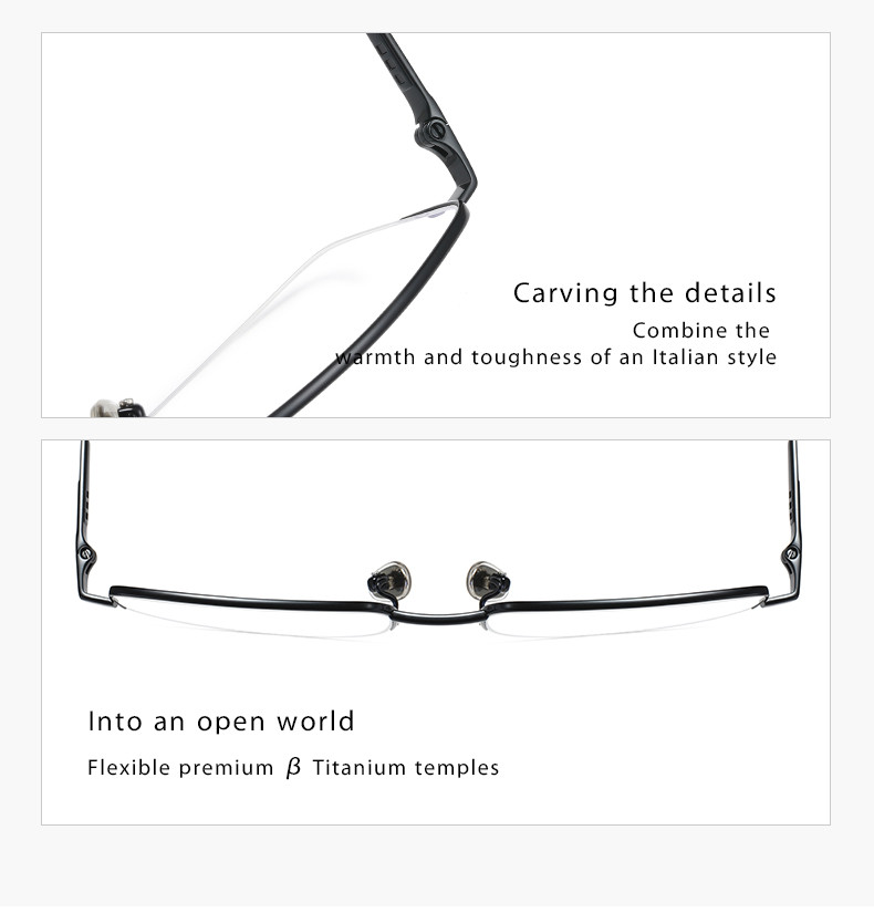 Optical Titanium Metal Glasses Flexible , Men Women Half Rim Glasses