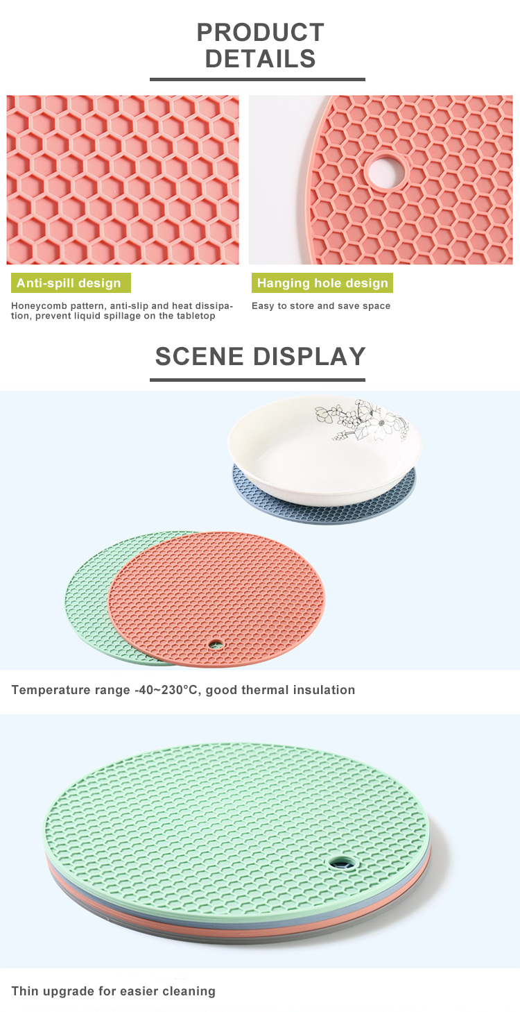 Silicone Pot Holder, Hot Pads,Heat Resistant Coasters, Tableware Insulation Pad Potholders