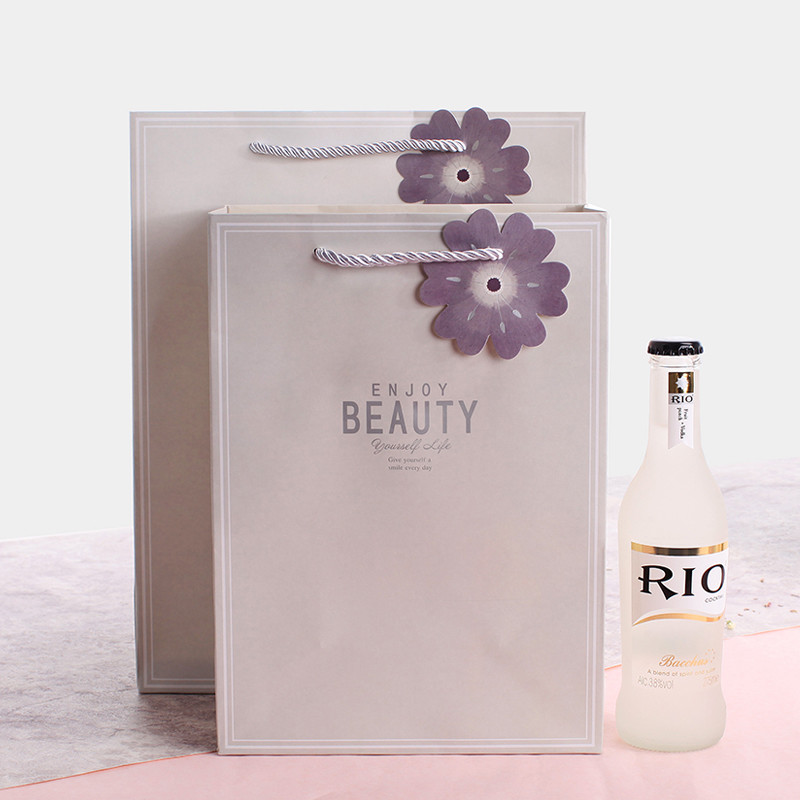 230GSM Shopping Holiday Gift White Custom Printed Paper Bags