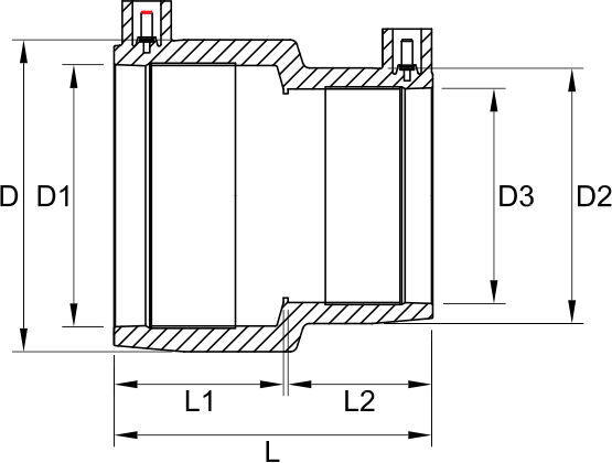 G-TECH Fusamatic® Electrofusion Reducing Sleeve for HDPE Gas Pipes (with Plastic End Caps)​​