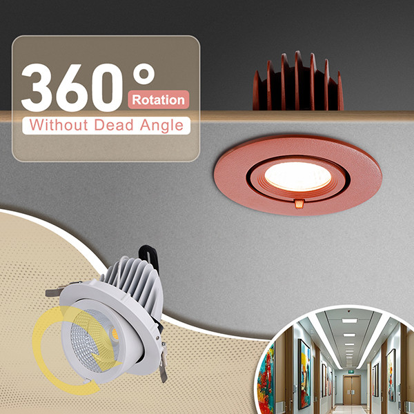 12W Gimbal Downlight 360° Rotation Led Gimbal Downlight Pot Lights 4 Inch Led Gimbal Lighting Solutions