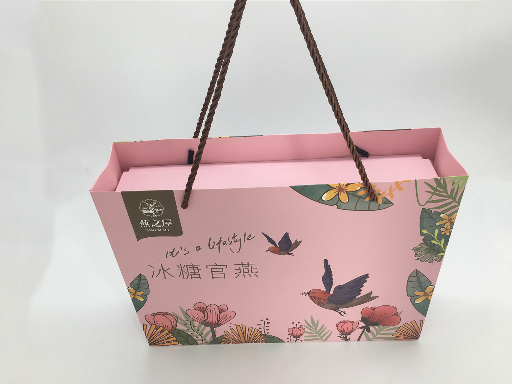 Customized Logo Hot Stamp Paper Gift Bags And Box Set For Gift / Cosmetics
