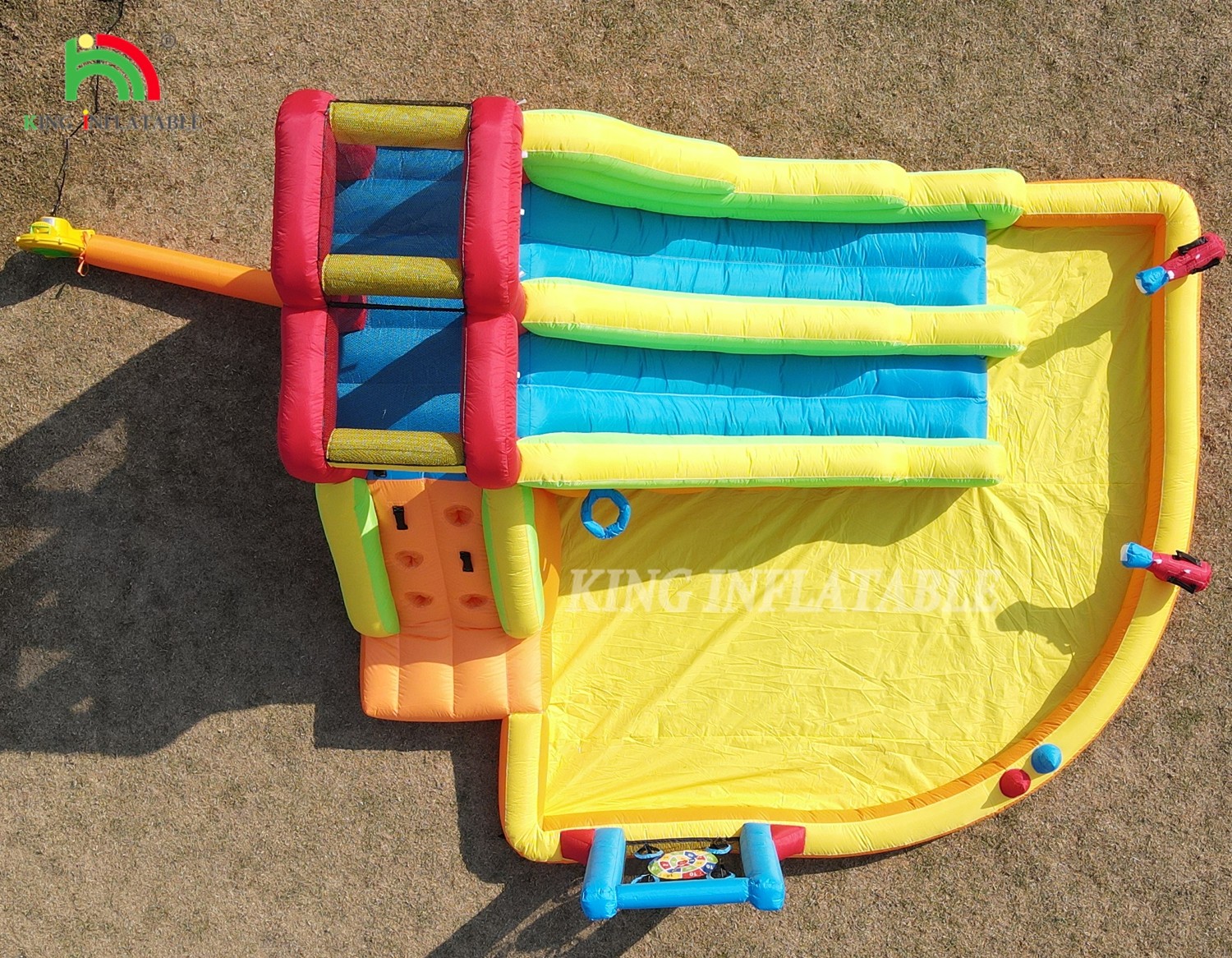 Inflatable Bouncer Combo Bounce House Double Lane Inflatable Water Slide With Water Pool Trampoline Shooting Net Basket Climbing