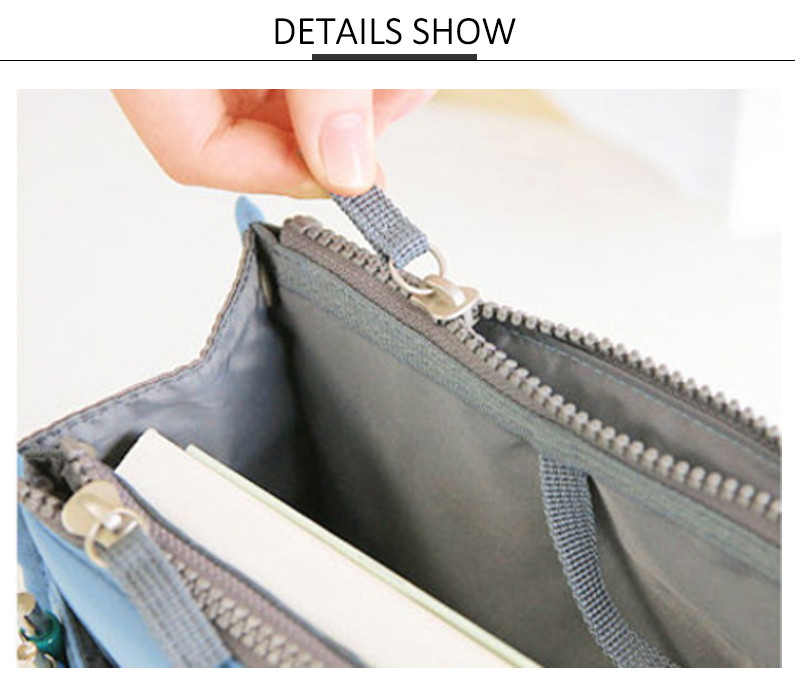 Polyester 22cm Length Cosmetic Bag Insert Purse Organizer