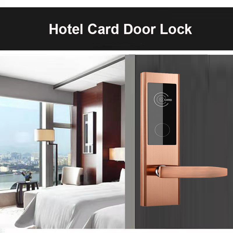 Wooden Rfid Card Reader Door Lock 6V Hotel Card Door Lock System