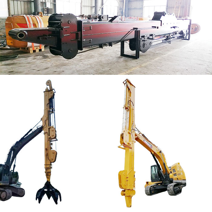 Excavator Telescopic Boom Arm With Clamshell Bucket Grapple For Digging Silt