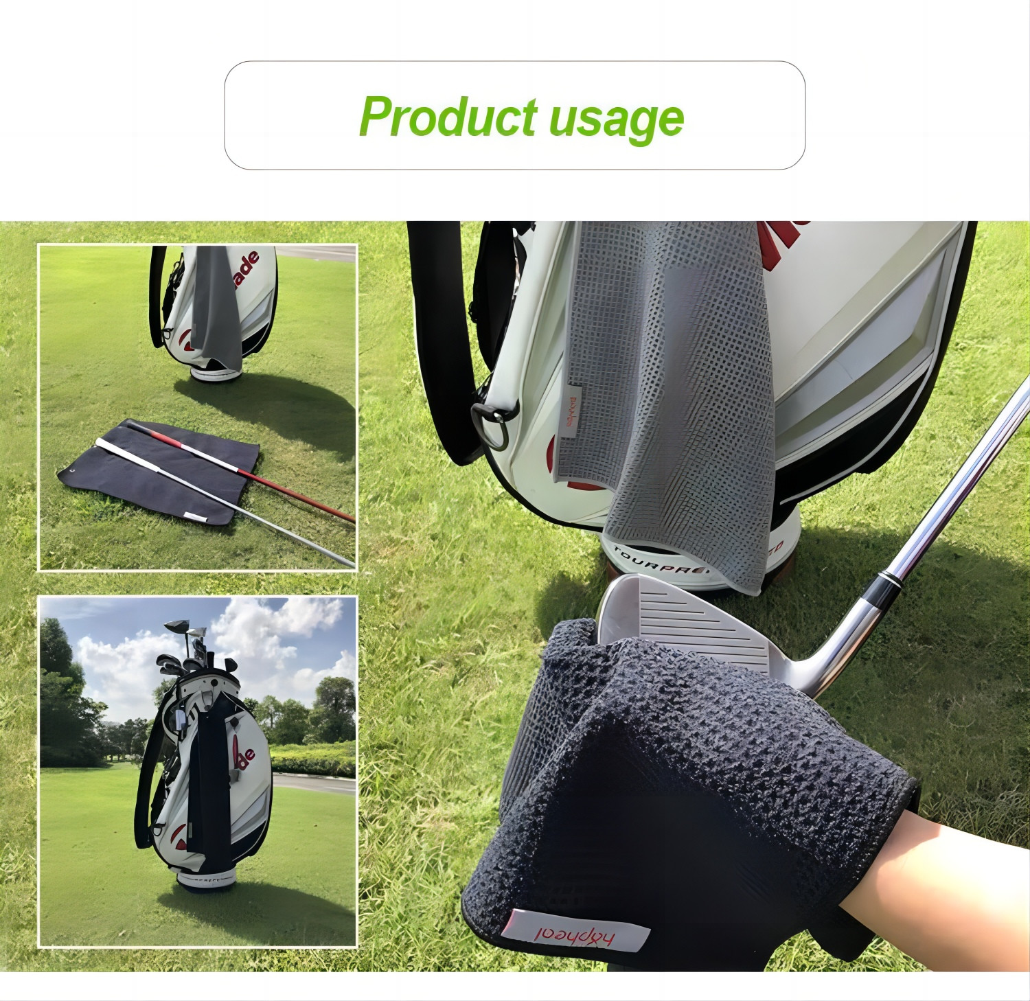 Recycled Microfiber Waffle Weave Golf Towel Custom Logo With Hook