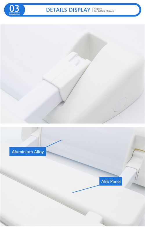 Convenient Wall Mounted Shower Bench , ABS Panel Folding Shower Seat Easily Install