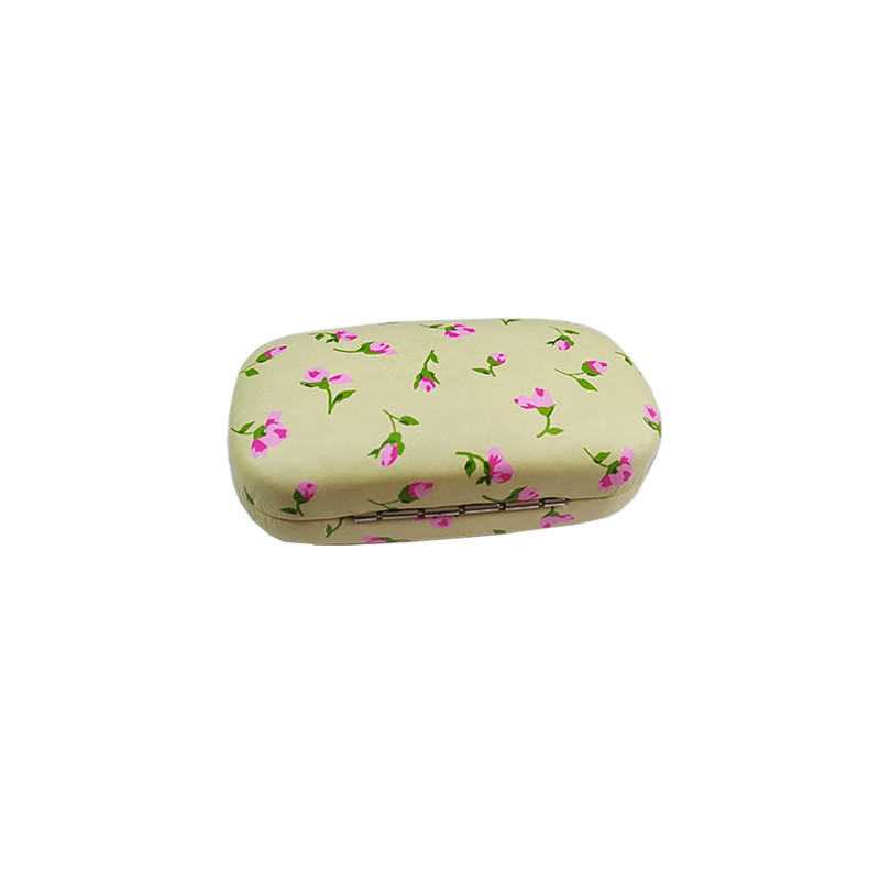 Cute lens storage case PU printed contact lens case with mirror