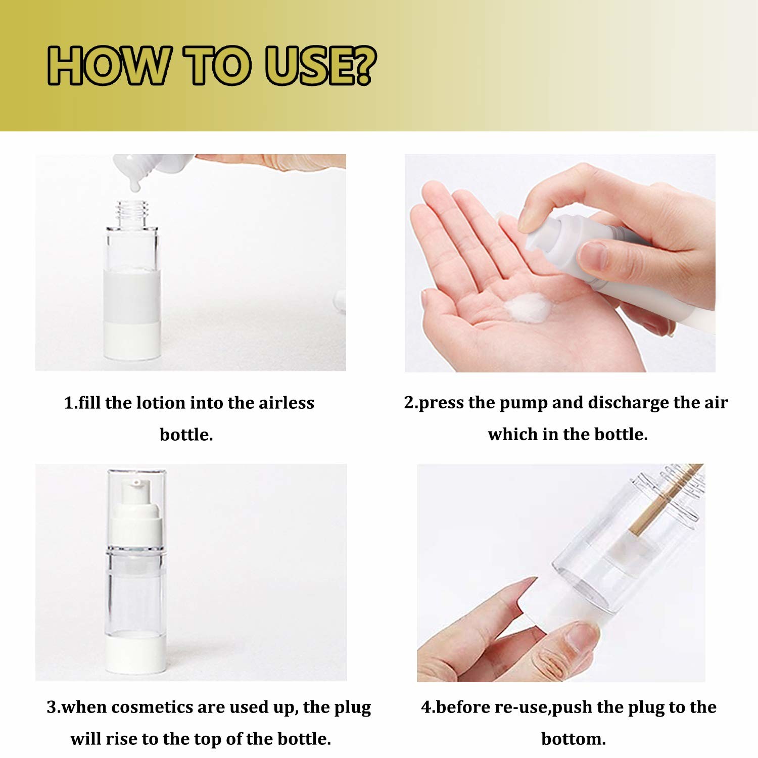Plastic PP 15ml White Airless Pump Bottle Packaging Cosmetic