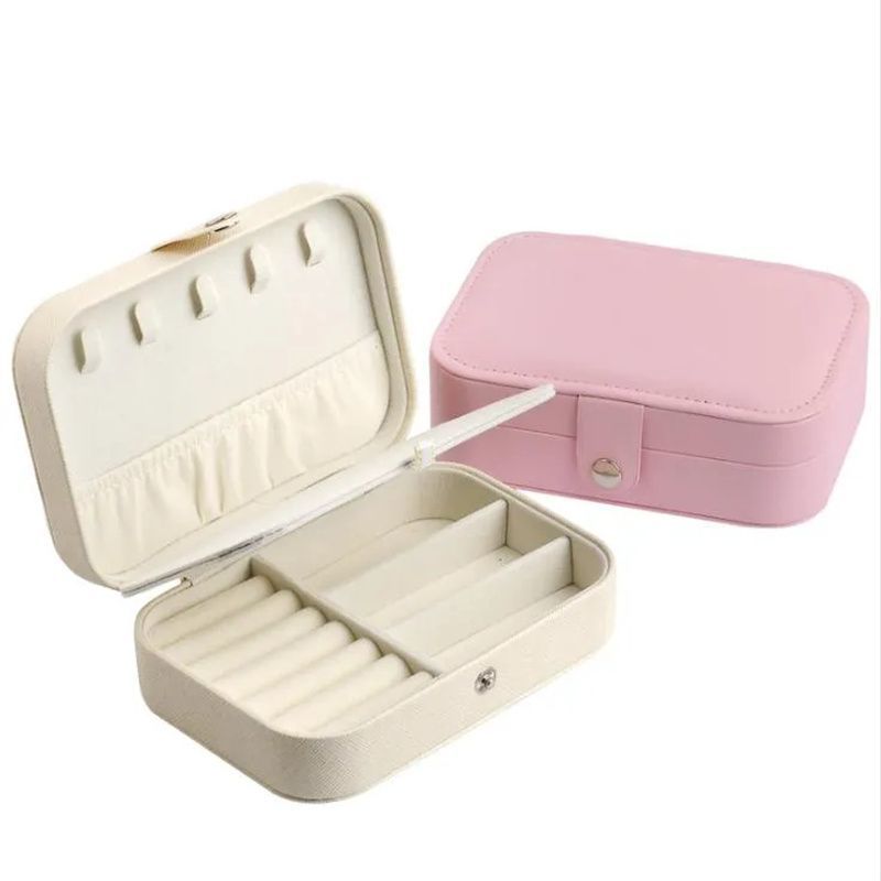PU Leather Jewelry Set Gift Box with Zipper, China Wholesale Luxury Festival Jewellery Packaging Box, Ring/Necklace Storage Shipping Journey Box