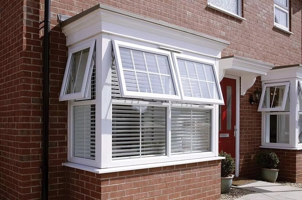 Customized Size Bathroom Awning Window PVC Tempered Glass Window