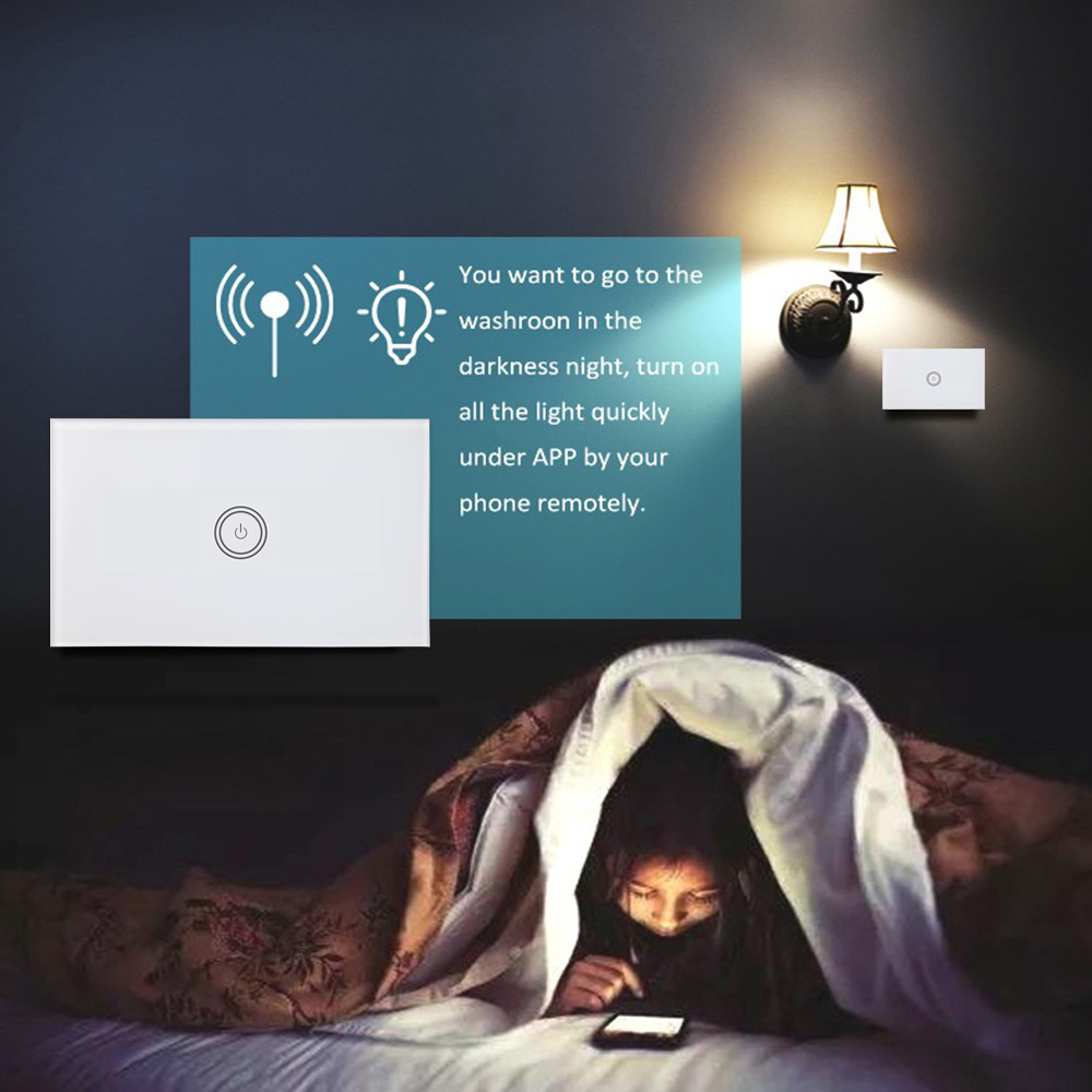 Tempered Glass WIFI Smart Wall Light Switch Touch Type 1/2/3/4 Gang Customized