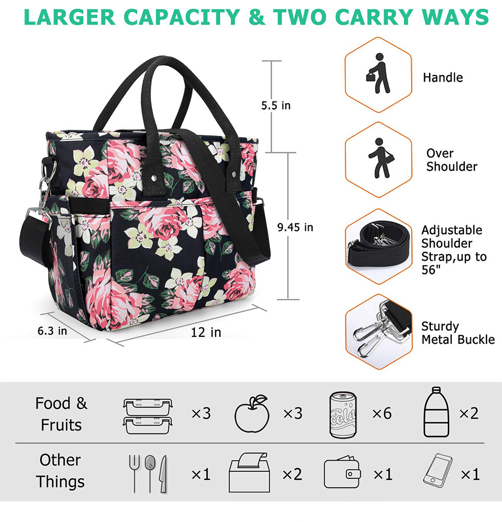 Fashion Lunch Tote Bag with Detachable Shoulder Strap for Women