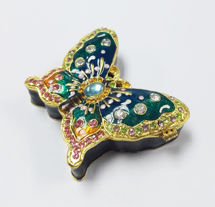 Design Cute Love Butterfly Round Metal Small Jewelry Boxes
