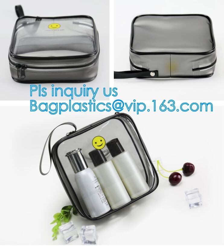 Bulk ladies travel pvc clear promotion make up bag, Toilet Towel Packaging Custom Clear Plastic PVC Travel Cosmetic Bag