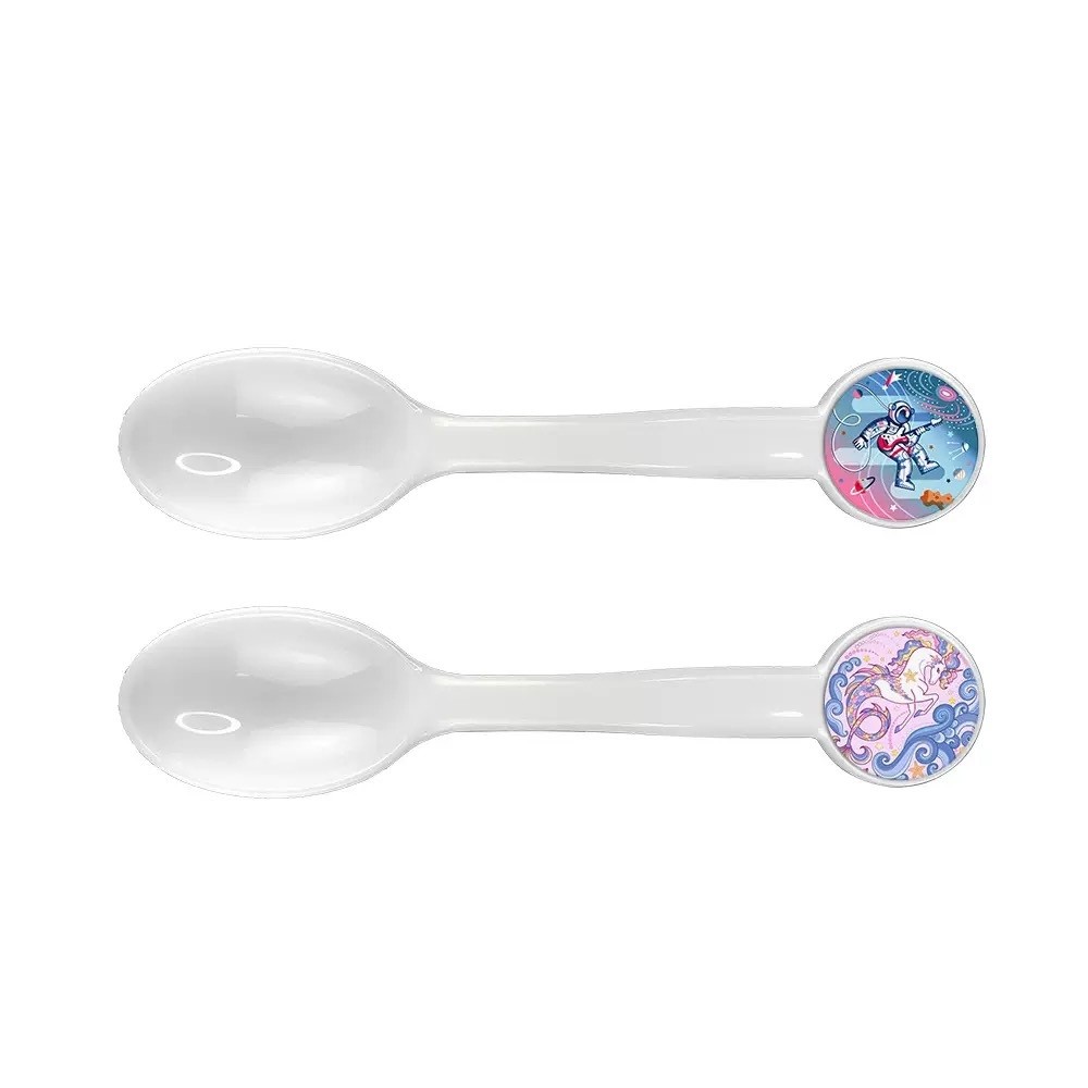 Custom Blank White Sublimation Plastic Spoon With Aluminum Metal Insert For Sublimation Photos Printing