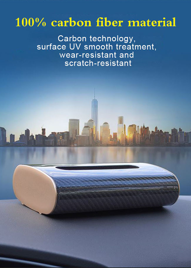Corrosion Resistance Twill Carbon Fiber Tissue Box For Car