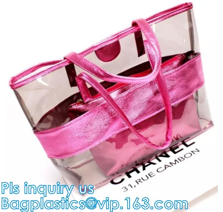 Shinning PVC Metal Chain Girls Fashion Mini Handbags, Fashionable Women PVC tote bags jelly candy handbag, tote shopper