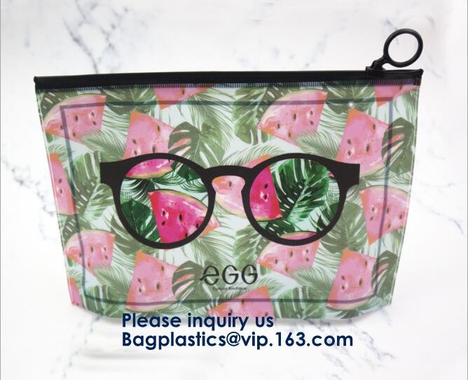 Cartoon Printing Clear Pvc Slider Zip lockk Garment Cosmetic Shopping Bag,Eco Friendly Customized Slider Zip lockk Pvc Bag