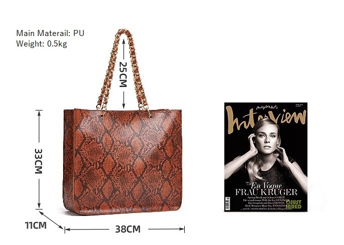 Extra Large Brown Serpentine Faux Crossbody Leather Tote Handbags