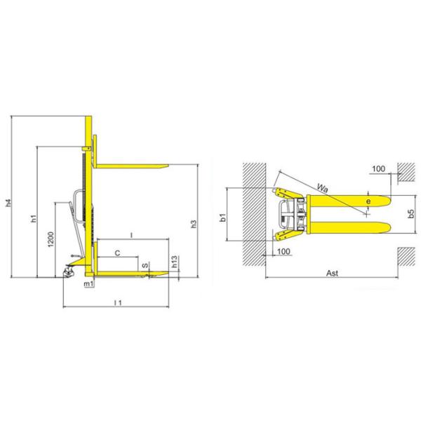 1500kg Capacity Manual Pallet Stacker For Short Distance Transportation