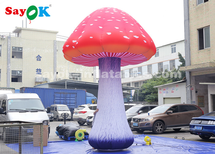 Event Or Festive Inflatable Lighting Decoration / 5m Giant Inflatable Mushroom