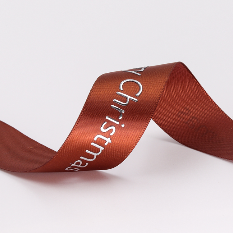 Fancy Brown Gift Wrap Ribbon , Words Patterned Wired Christmas Ribbon