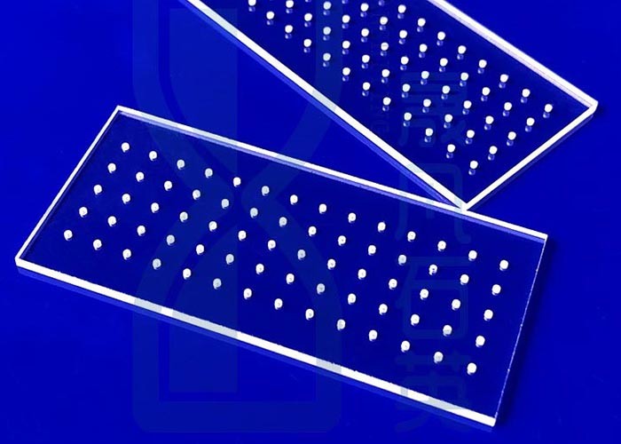 Deep Processed Frosty Quartz Glass Plate With Hole Per Drawing