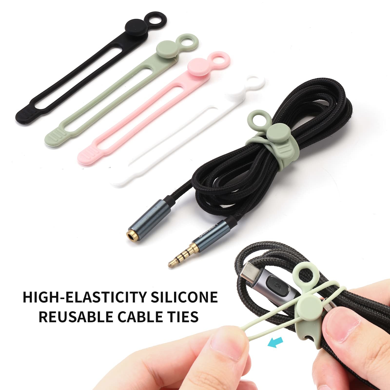 Silicone Cable Management Organizer Multipurpose Elastic Cord Organizer For Bundling And Fastening Cable Cords Wire Tie