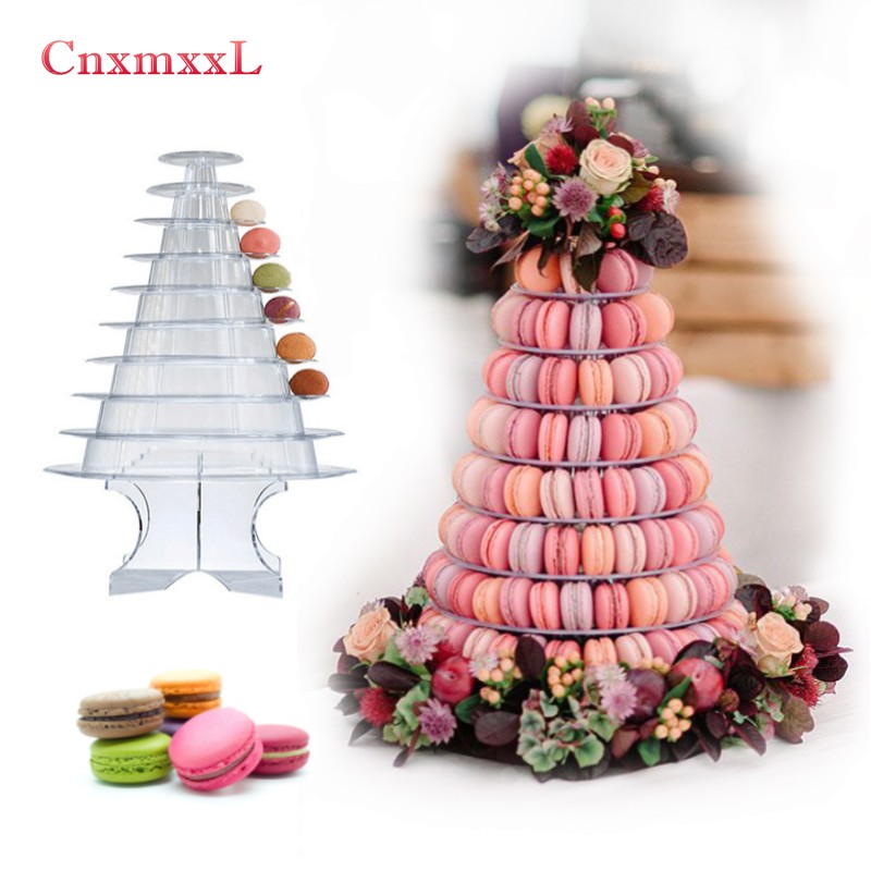 OEM Clamshell 4 Tier Macaron Tower Display Stand For Cake Decoration