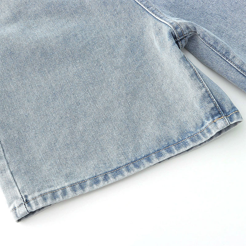 Customized Woman Denim Clothing Embroidery Retro Wash Blue Denim Shorts