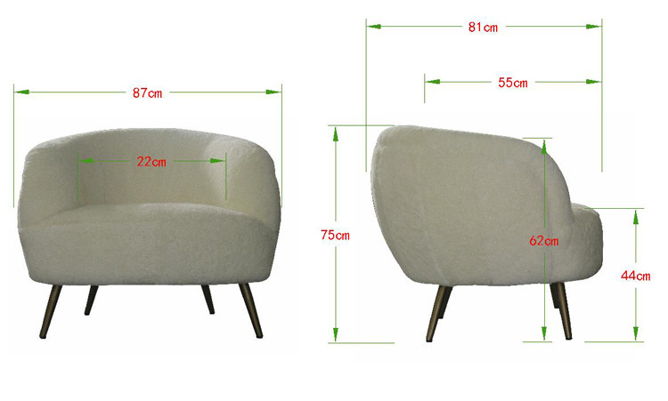 Defaico White Wool Armchair For Restaurant Hotel SGS ISO Approval