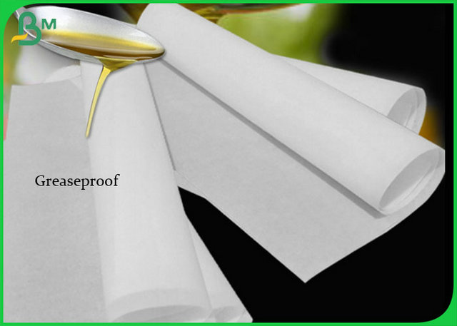 30g - 40g Greaseproof White Color Food Grade Paper Roll For Wrapping Food 