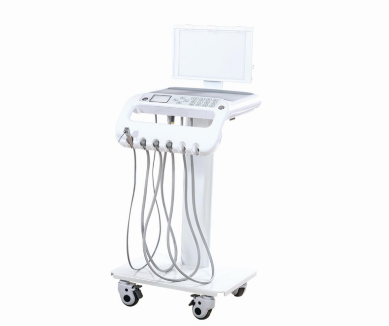 Grey Color Dental Treatment Chair Unit Mobile Instrument Tray Design Dental Chair With Memories