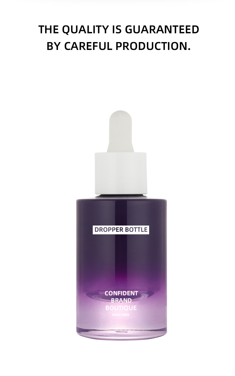 New design small ombre purple white pump 30ml empty serum container dropper bottle