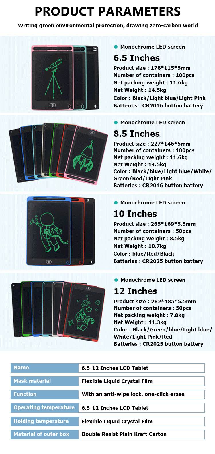Creative Doodles 8.5 Inch LCD Drawing Tablet Portable Electronic Message Pad for Kids