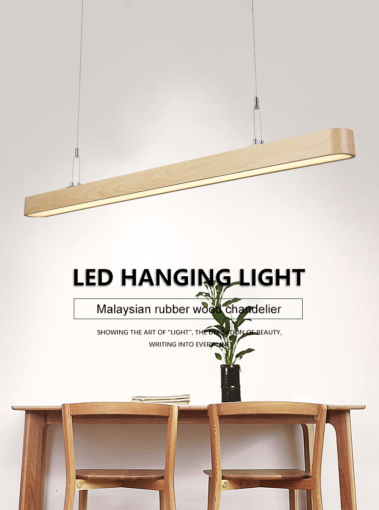 Super Brightness Linear LED Pendant Lights 110V-240V Wood Grain Color